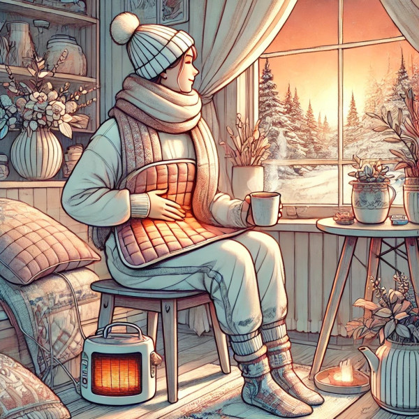 DALL·E 2024-12-19 12.13.50 - An artistic and cozy illustration capturing a winter morning, emphasizing ways to combat cold and promote blood circulation. The scene shows a person